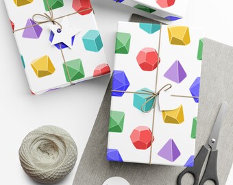 DnD Dice Set Wrapping Paper - Wrap Your Gifts in Adventurous Style! Gaming, Geeky, Fantasy, TTRPG - RPG Roleplaying Present Wrap