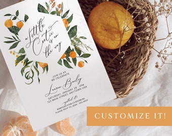 Little Cutie Baby Shower Invitation | Citrus Shower Invitation | Personalized | Digital Download