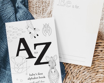 Blank ABC Coloring Book | Baby Shower Drawing Game | Printable PDF Download