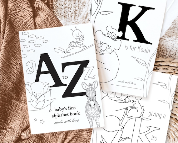 Animal Alphabet Baby Shower Coloring Book | Large Activity Game | Expanded PDF Printable