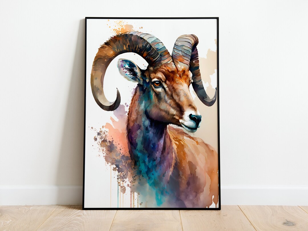 Aquarell Mufflon DRUCKBARE KUNST Mufflon Sofort Download Mufflon Poster ...