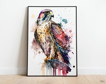 Aquarell Falke DRUCKBARE KUNST Falke Sofort Download Falke Poster Tierwelt Geschenk Tiere Wand Dekor Malerei Bunt