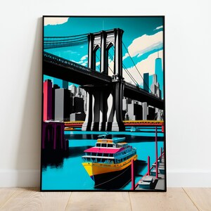 Pop Art New York, Manhatten Bridge, Digital Poster, Downloadable Art Print, Instant Download