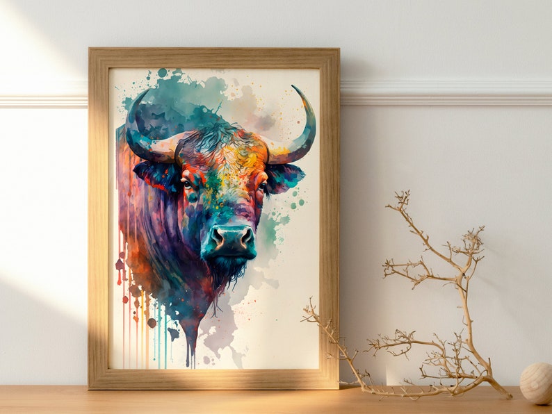 Bull Watercolor PRINTABLE ART Bull Print Instant Download Bull Poster ...