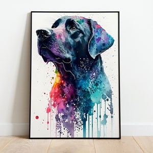 Labrador Aquarell DRUCKBARE KUNST Labrador Print Instant Download Labrador Poster Geschenk Tiere Wand Dekor Malerei bunte Kunst