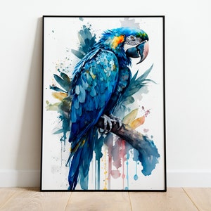 Aquarell Papagei Ara DRUCKBARE KUNST Papagei Ara Sofort Download Papagei Ara Poster Wildtier Geschenk Tiere Wand Dekor Malerei Bunt