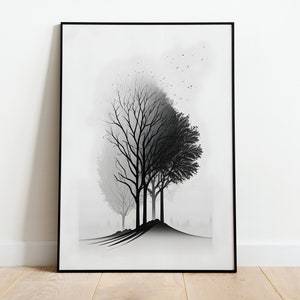 Tree Print Black and White, Minimalist Tree Wall Decor, Tree Printable Art, Digital Poster, Downloadable Art Print, Instant Download