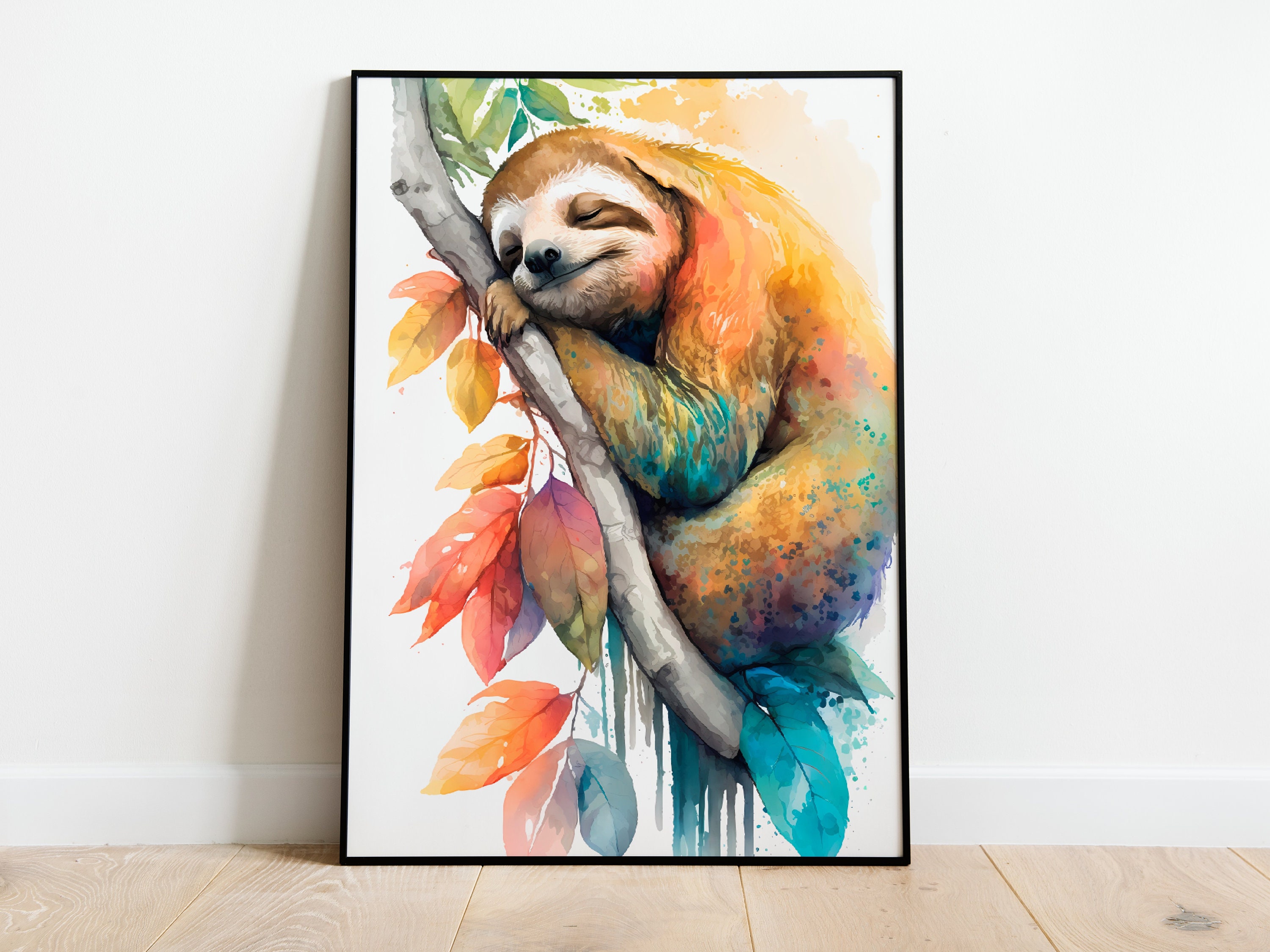 Watercolor Sleeping Sloth PRINTABLE ART Sloth Print Instant - Etsy