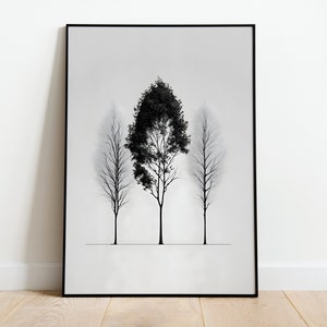 Tree Print Black and White, Minimalist Tree Wall Decor, Tree Printable Art, Digital Poster, Downloadable Art Print, Instant Download