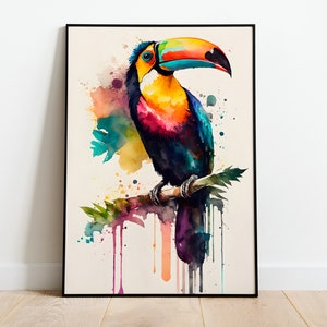 Toucan Watercolor PRINTABLE ART Toucan Print Instant Download Toucan Poster Wildlife Gift Animals Wall Decor Bird Painting Colorful Art