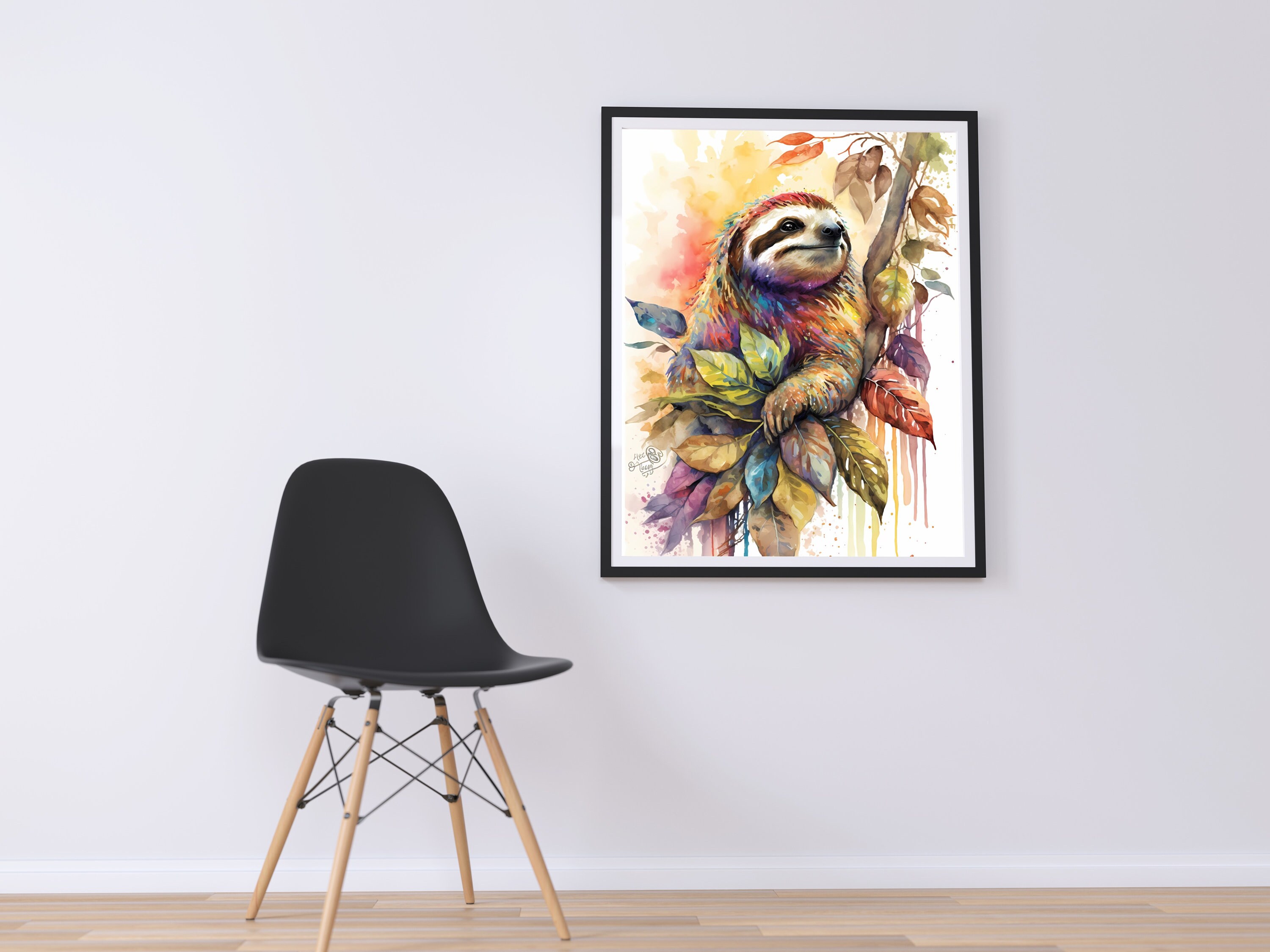 Happy Sloth Watercolor PRINTABLE ART Sloth Print Instant - Etsy