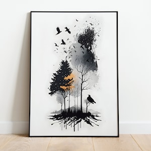 Tree Print Black and White, Minimalist Tree Wall Decor, Tree Printable Art, Digital Poster, Downloadable Art Print, Instant Download