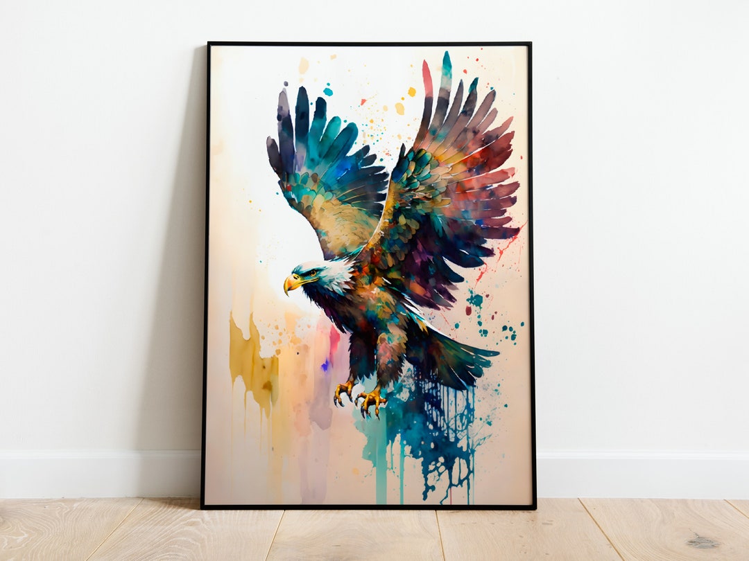 Bunter Adler, Vogel, Aquarell, Digitales Poster, Kunstdruck Zum ...