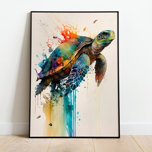 Schildkröte Aquarell DRUCKBARE KUNST Schildkröte Sofort Download Schildkröte Poster Tierwelt Geschenk Tiere Wand Dekor Malerei bunte Kunst