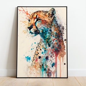 Gepard Aquarell DRUCKBARE KUNST Gepard Print Instant Download Gepard Poster Wildlife Geschenk Tiere Wand Dekor Malerei bunte Kunst