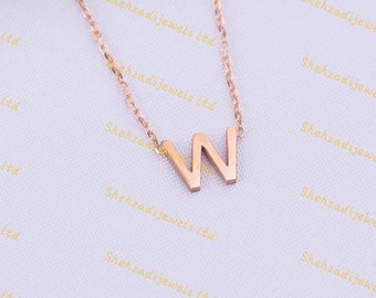 14K Solid Gold Initial Necklace, Personalized Letter Pendant