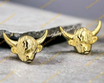 Sterling Silver Highland Cow Stud Earrings, Scottish Bull Jewelry
