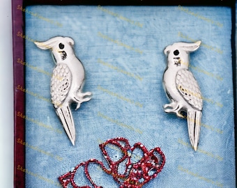 Sterling Silver Tiny Cockatoo Stud Earrings, Bird Earrings