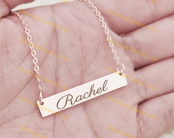 14 kt gouden gepersonaliseerde naamstaafketting, handschriftsieraden