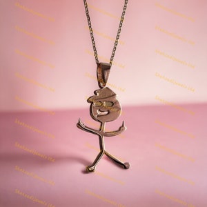 Pendentif 'Middle Finger Stickman' Couleur Or - Neuf Avec étiquettes, Bijou Fantaisie Décalé