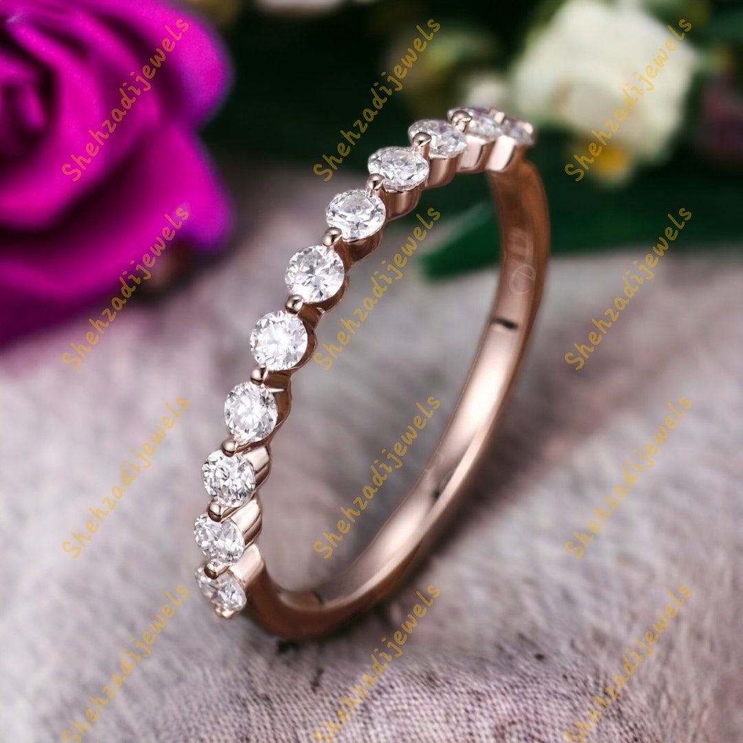 Sterling Silver Round CZ Diamond Ring, Dainty Stacking Wedding Band - Etsy