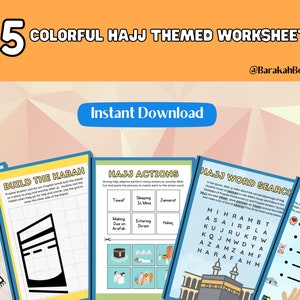 Colorful Hajj Printables | Printable Hajj Worksheets | Islamic Hajj Activity BUNDLE | Islamic Preschool Activities | Muslim Kids