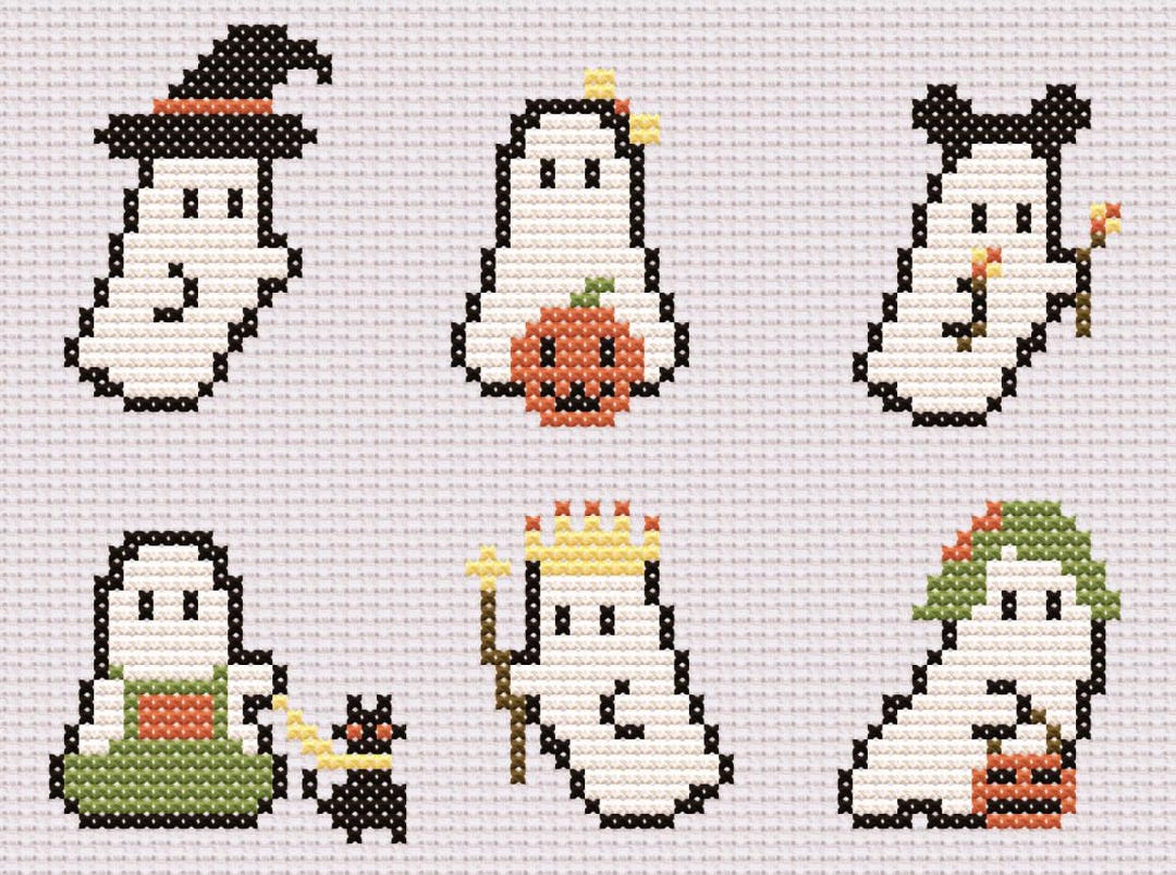 Halloween Ghost Cross Stitch Pattern – Mini Beginner PDF Bundle - Etsy