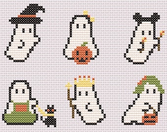 Halloween Ghost Cross Stitch Pattern – Mini Beginner PDF Bundle