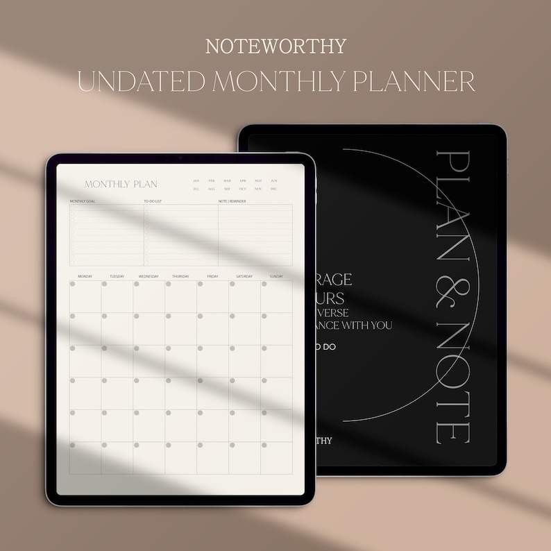 Digital Monthly Planner, Digital Planner, iPad Monthly Planner
