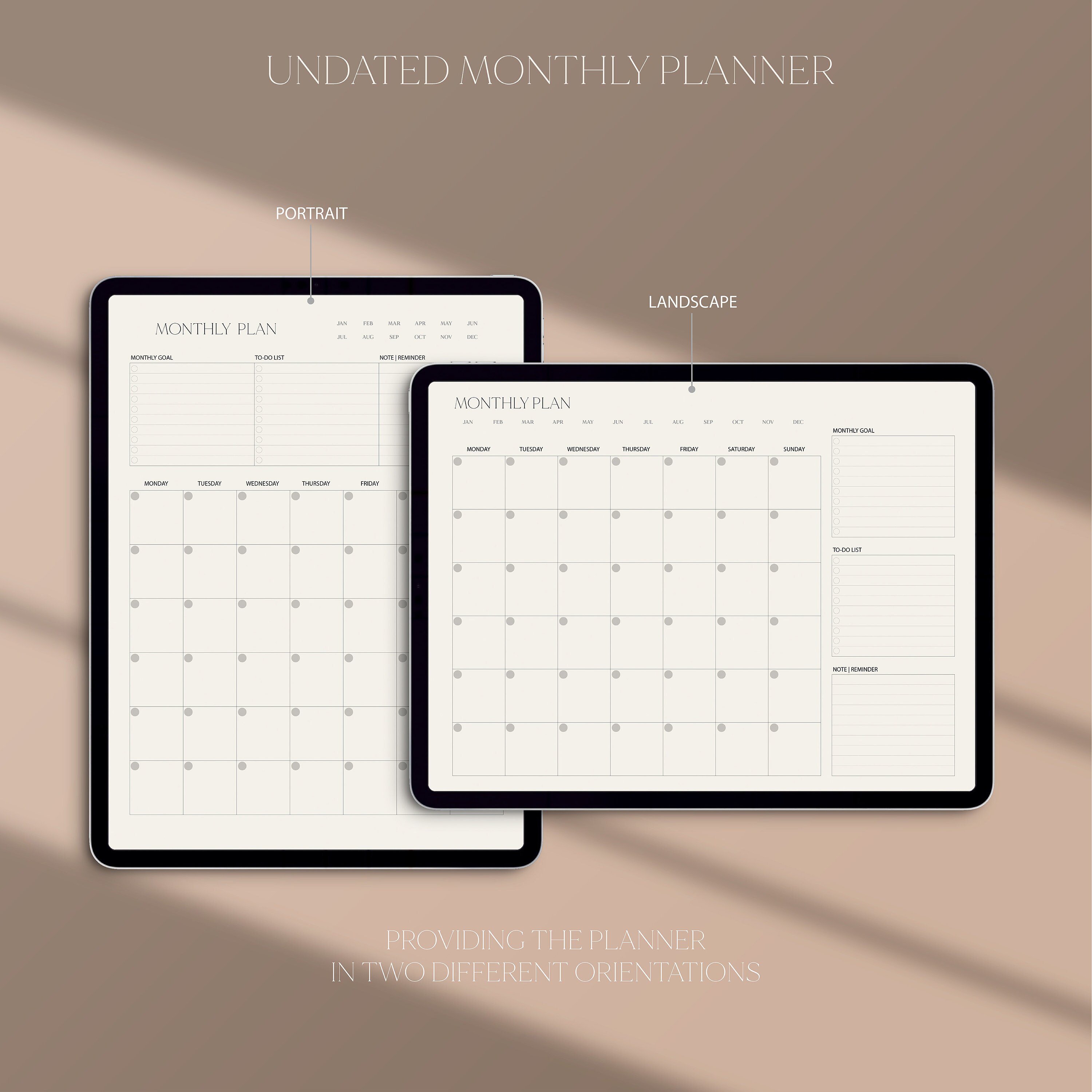 Digital Monthly Planner, Digital Planner, iPad Monthly Planner