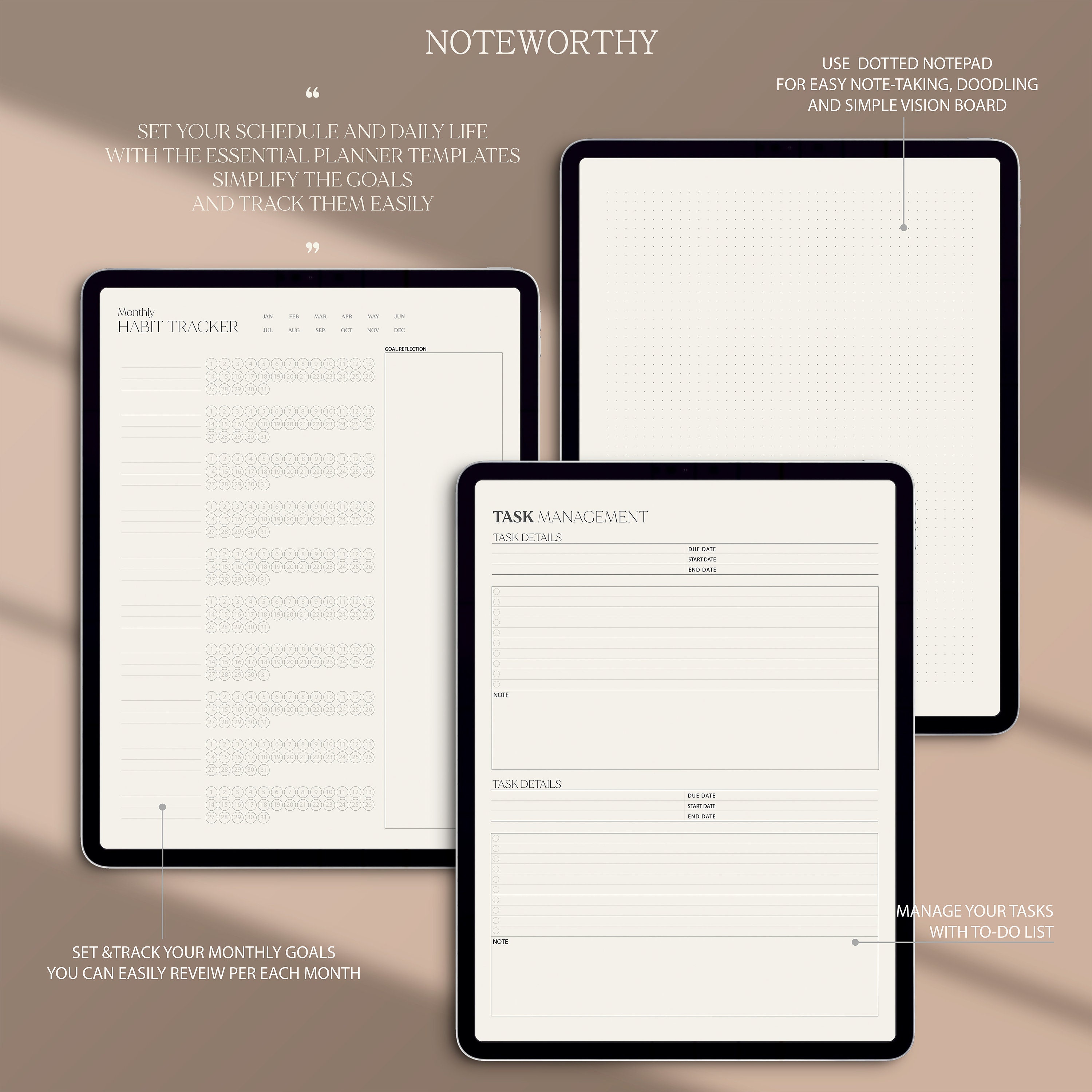 Digital Planner Bundle Undated Planner Monthly Weekly Etsy