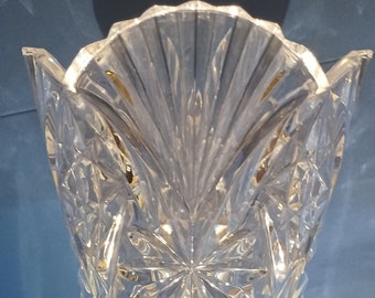 Flared Crystal Vase 12" Tall Cut Glass France Cristal D'Arques Vincennes Free Shipping
