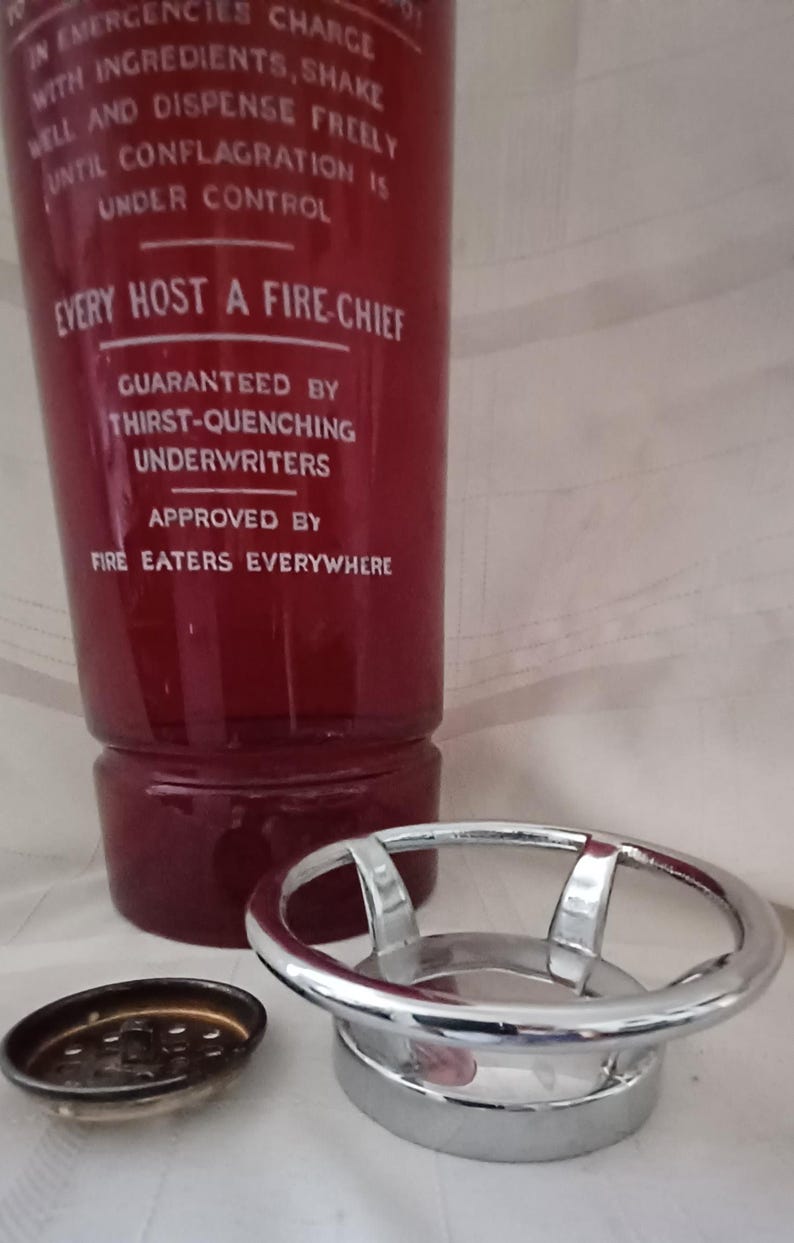 Vintage Ruby Red Glass Fire-Thirst Extinguisher Cocktail Shaker - Thumbnail 3