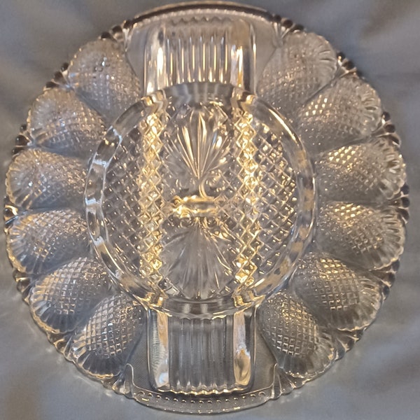 Vintage Deviled Egg Serving Plate, Tray, Platter--L. E. Smith Glass