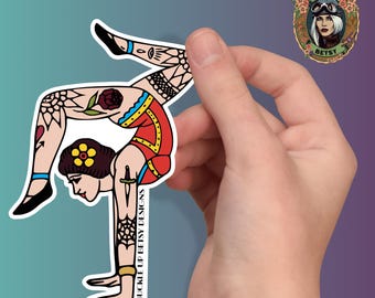 Vintage Tattoo Circus Stickers: Gymnast, Acrobat, Contortionist Waterproof Vinyl Decals Sticker