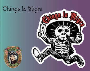 Anti-Ice Stickers | Political Liberal Abolish ICE, Anti-Trump Skeleton, Chinga la Migra Waterproof Vinyl Laptop Water Bottle Car Bumper