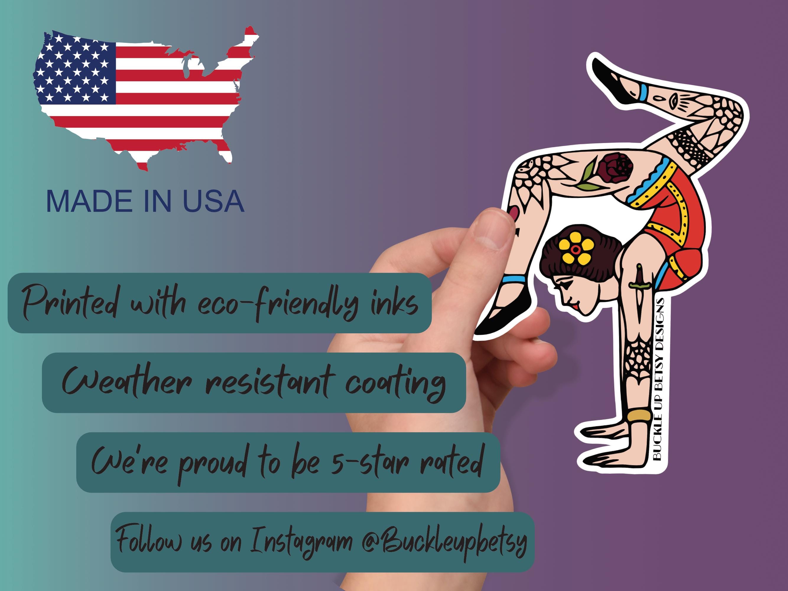 Vintage Tattoo Circus Stickers: Gymnast, Acrobat, Contortionist ...