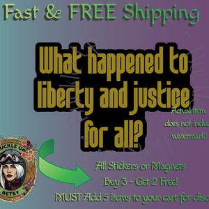 Democracy Stickers - Protest Resist, Gold Liberty and Justice, USA, We the People Vinyl Decal Sticker