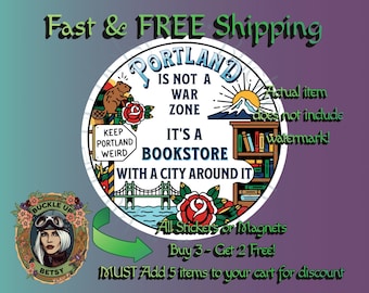 Portland Stickers: Bookstore, Roses, Political Activist, Anti-MAGA Anti-Ice Resist Protest Waterproof Vinyl  Decal sticker