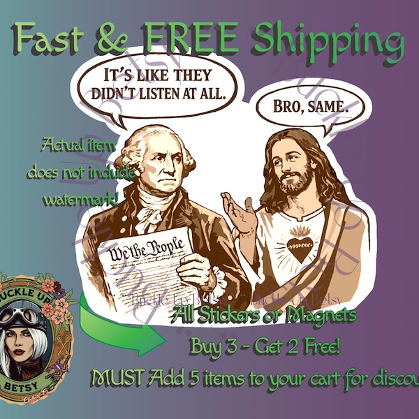 Jesus and George Sticker; Funny History Teacher, Political Activist, Liberal Christian Waterproof Vinyl Decal