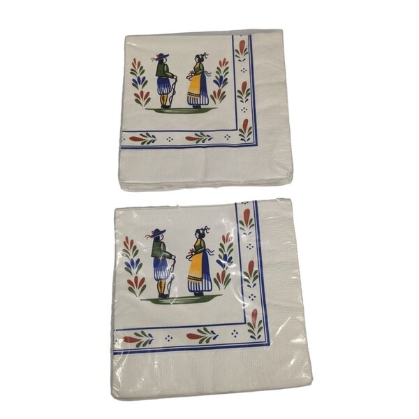 Henriot Quimper Gordon Fraser Gallery Vtg Paper Luncheon Napkins Lot 2 pkgs