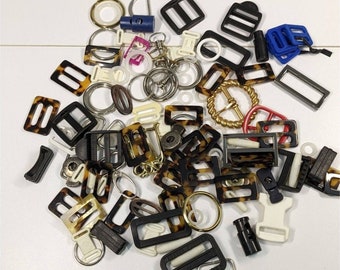 Sewing Notions Lot Buckles Slides Fasteners Clips Rings Metal Plastic Over 40 pc