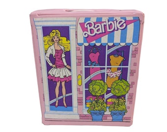 Vtg 1988 Barbie Carry storage case Mattel GUC pink storefront boutique design
