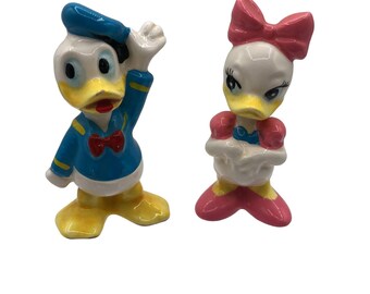 Vintage Walt Disney Productions DONALD & DAISY Duck 1950s Figurine Porcelain