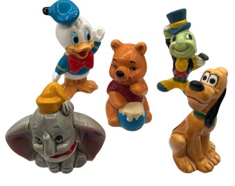 Vintage Walt Disney Productions 1950s Figurine Lot x6 Porcelain Dumbo Jiminy etc