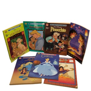 Vintage Disney Coloring Books x7 90s Lion King Cinderella Pocahontas Pinocchio