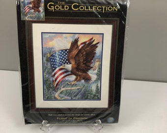 Dimensions Gold FLIGHT of FREEDOM 12X14 Counted Cross Stitch Kit Sealed NEW 2002