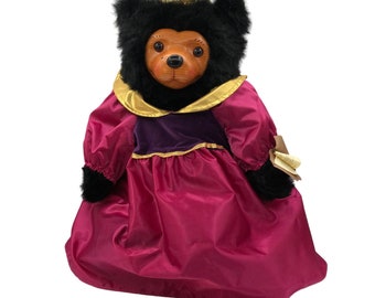 QUEEN MARY Robert Raikes Royal Collection 22" Collectible Black Bear Wooden Face