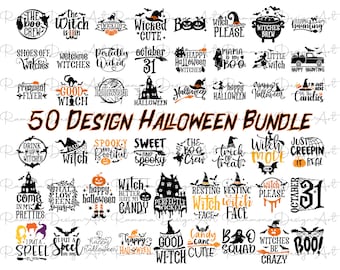 Paquete SVG de Halloween: divertidos archivos de corte de brujas y fantasmas (svg, png, dxf, eps)