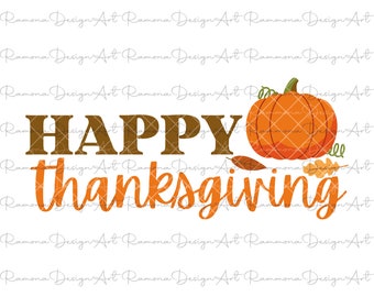 Happy Thanksgiving SVG, Fall Pumpkin Clipart (Digital Files)